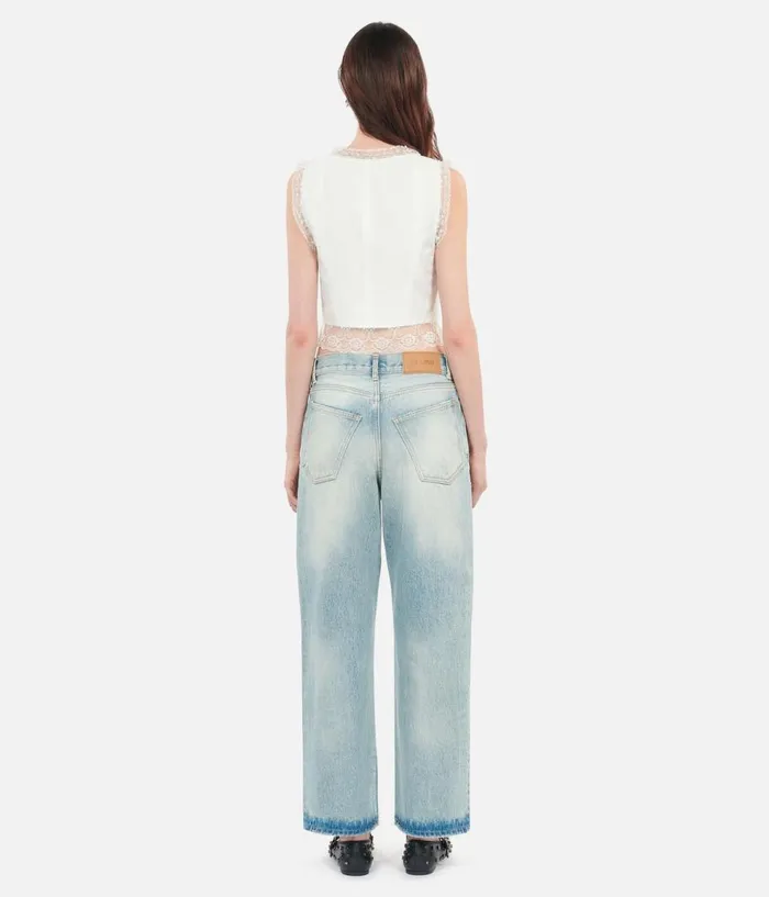 Women Blouses and Shirts THE KOOPLES Ecru Sleeveless Top With Lace