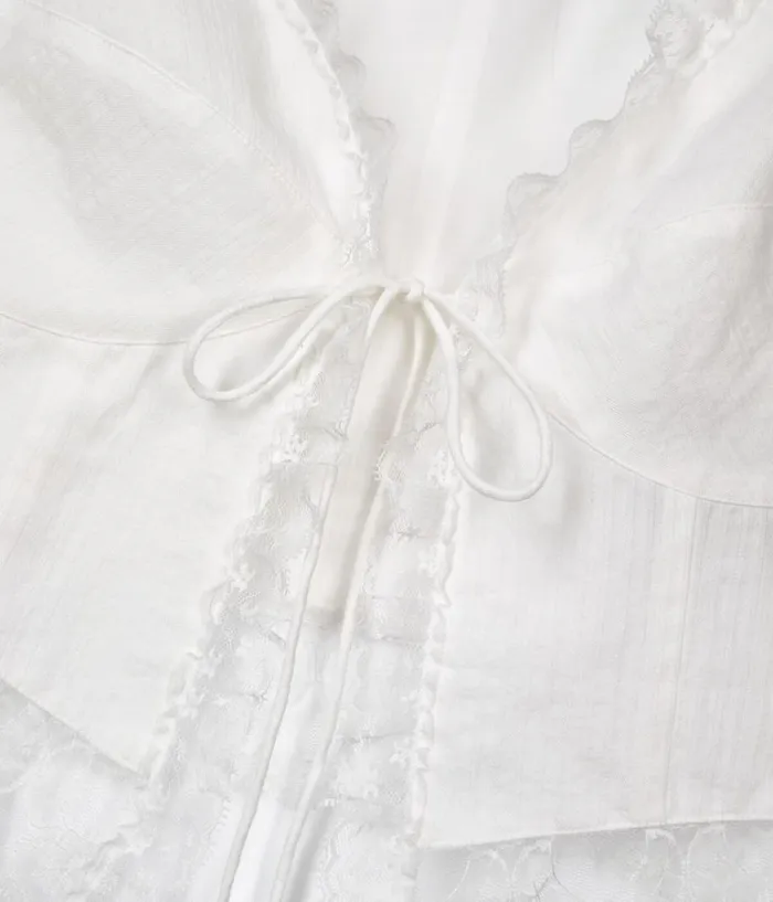 Women Blouses and Shirts THE KOOPLES Ecru Sleeveless Top With Lace