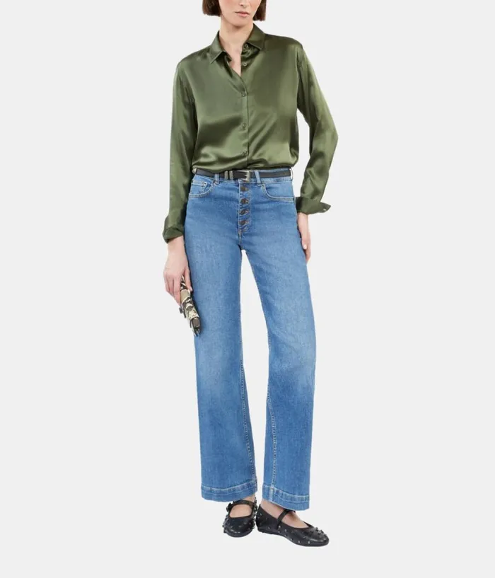 Women Blouses and Shirts THE KOOPLES Khaki Silk Shirt