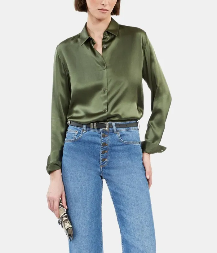 Women Blouses and Shirts THE KOOPLES Khaki Silk Shirt