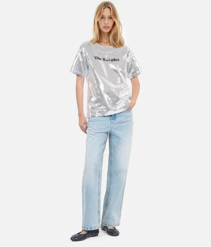 Women Blouses and Shirts THE KOOPLES Silver Sequined Tshirt