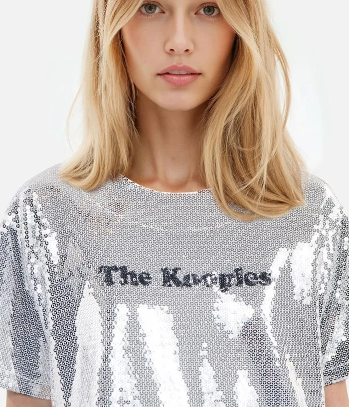 Women Blouses and Shirts THE KOOPLES Silver Sequined Tshirt Women Blouses and Shirts THE KOOPLES Silver Sequined Tshirt