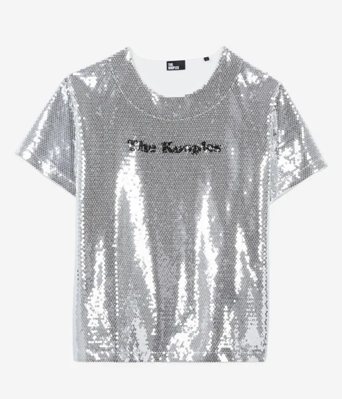 Women Blouses and Shirts THE KOOPLES Silver Sequined Tshirt Women Blouses and Shirts THE KOOPLES Silver Sequined Tshirt