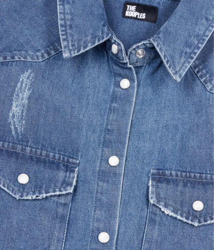 Women Blouses and Shirts THE KOOPLES Sleeveless Blue Denim Shirt