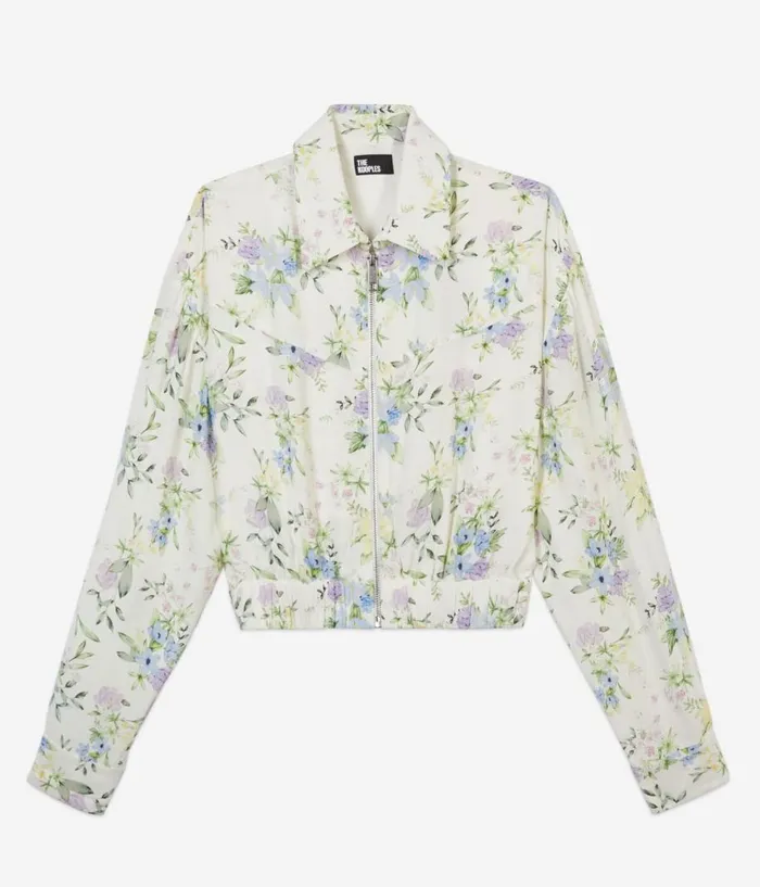 Women Blouses and Shirts THE KOOPLES White And Blue Floral Print Shirt With Zipper