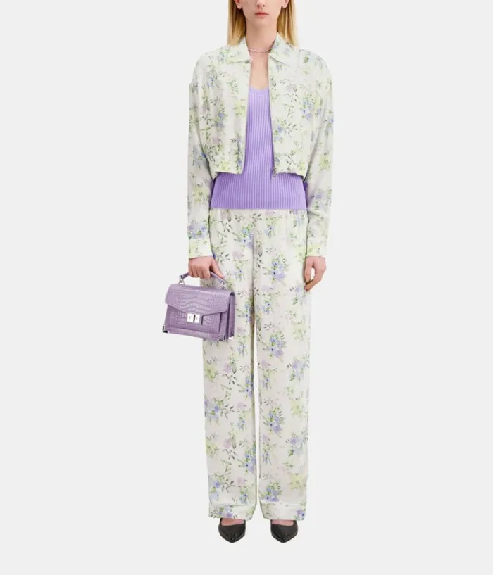 Women Blouses and Shirts THE KOOPLES White And Blue Floral Print Shirt With Zipper