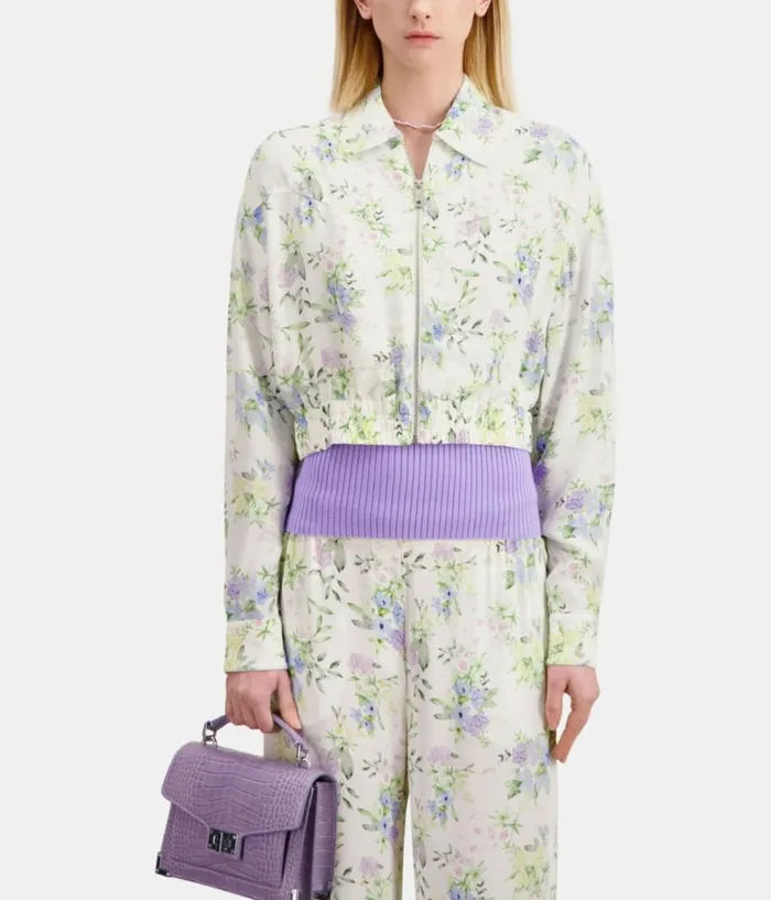 Women Blouses and Shirts THE KOOPLES White And Blue Floral Print Shirt With Zipper