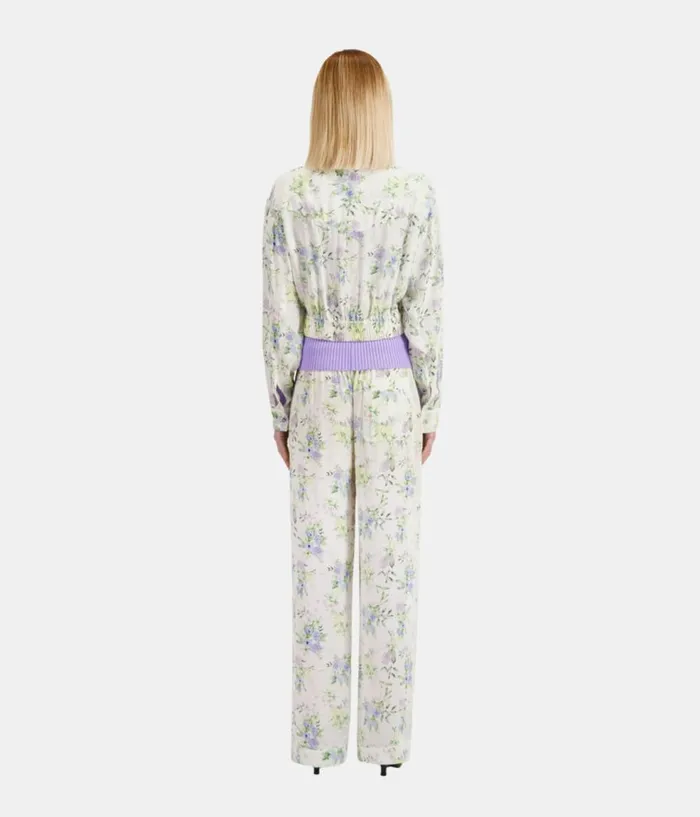 Women Blouses and Shirts THE KOOPLES White And Blue Floral Print Shirt With Zipper