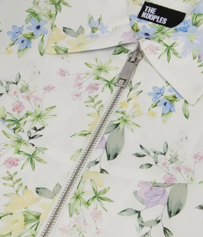 Women Blouses and Shirts THE KOOPLES White And Blue Floral Print Shirt With Zipper