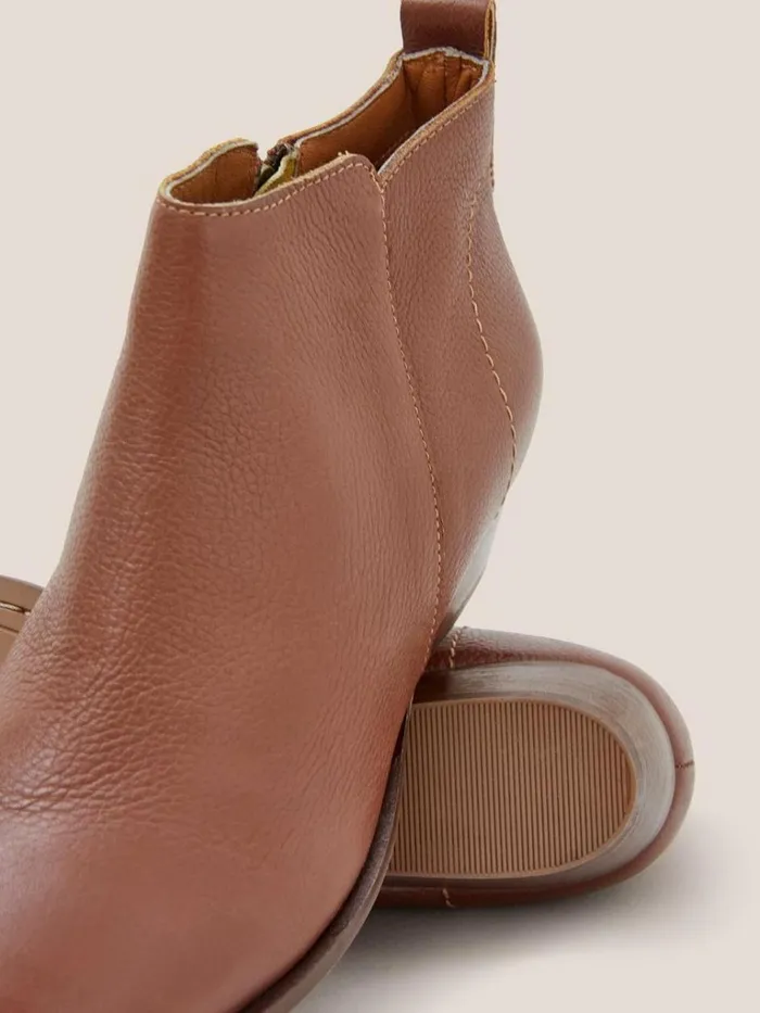Women BOOTS White Stuff Leather Willow Ankle Boot Dark Tan