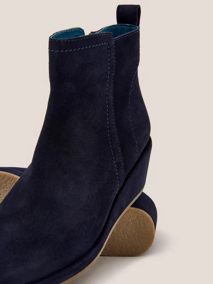 Women BOOTS White Stuff Luna Suede Wedge Ankle Boot Dark Navy Women BOOTS White Stuff Luna Suede Wedge Ankle Boot Dark Navy