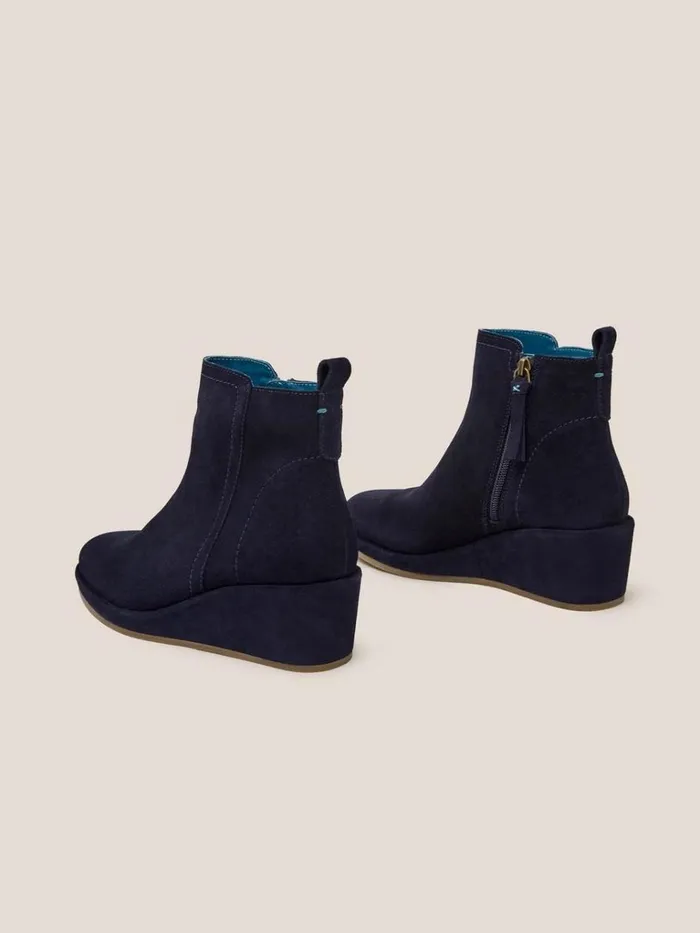 Women BOOTS White Stuff Luna Suede Wedge Ankle Boot Dark Navy Women BOOTS White Stuff Luna Suede Wedge Ankle Boot Dark Navy