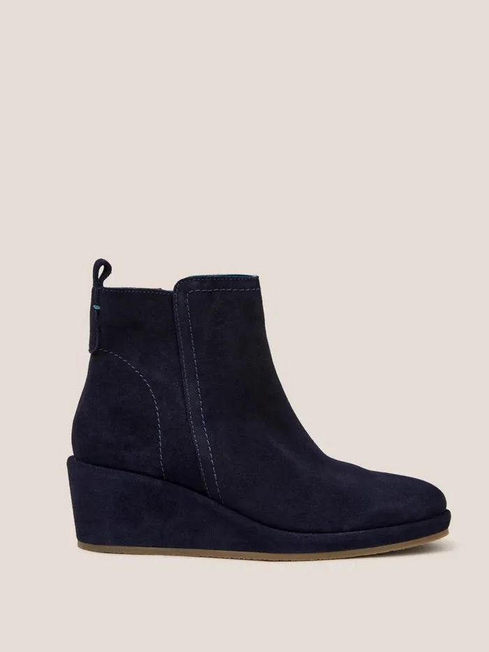 Women BOOTS White Stuff Luna Suede Wedge Ankle Boot Dark Navy Women BOOTS White Stuff Luna Suede Wedge Ankle Boot Dark Navy