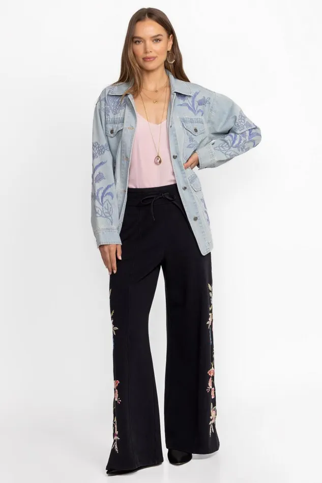 Women Bottoms Johnny Was FRENCH TERRY SEAMED PANT Black
