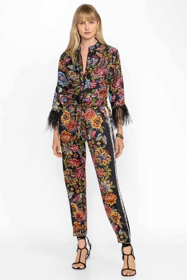 Women Bottoms Johnny Was GENORA PANELED JOGGER Antiqua Flower Print