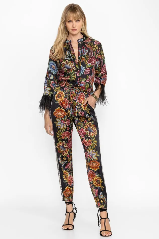 Women Bottoms Johnny Was GENORA PANELED JOGGER Antiqua Flower Print Women Bottoms Johnny Was GENORA PANELED JOGGER Antiqua Flower Print