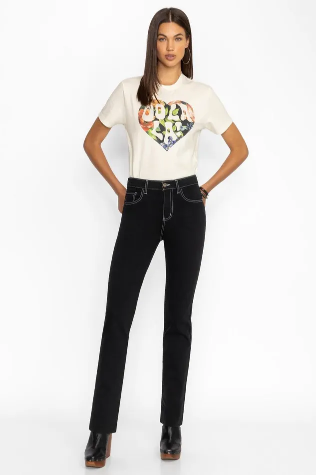 Women Bottoms Johnny Was SANCERE STRAIGHT LEG JEAN True Black Wash