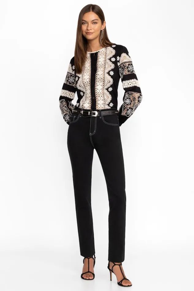 Women Bottoms Johnny Was SANCERE STRAIGHT LEG JEAN True Black Wash Women Bottoms Johnny Was SANCERE STRAIGHT LEG JEAN True Black Wash