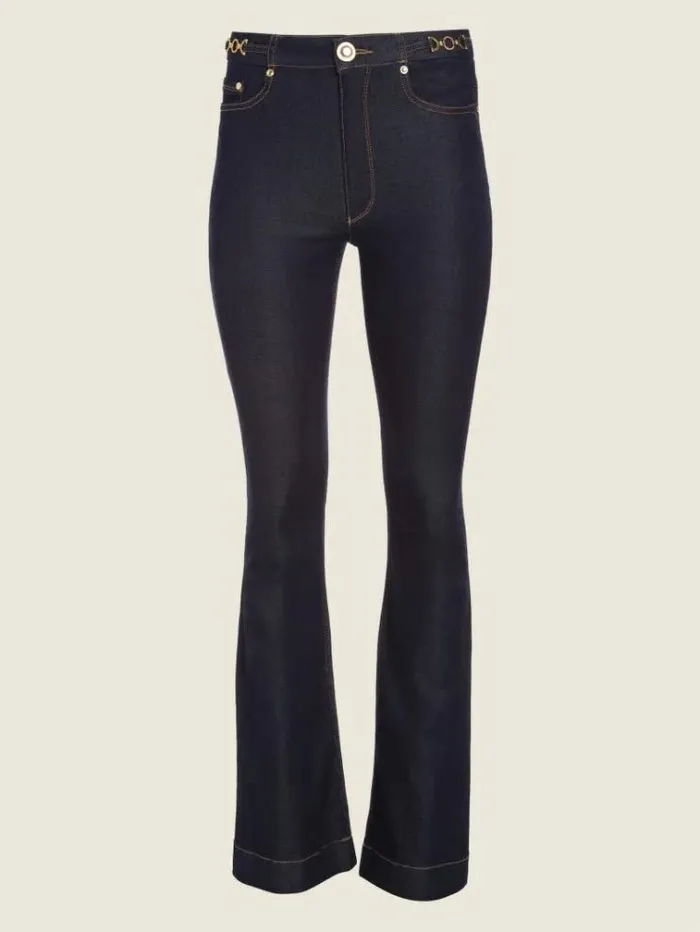 Women Bottoms Marciano Fit And Flare Denim Pant Blue Rinse Wash