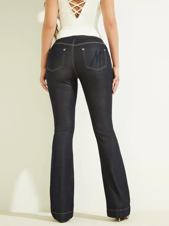 Women Bottoms Marciano Fit And Flare Denim Pant Blue Rinse Wash