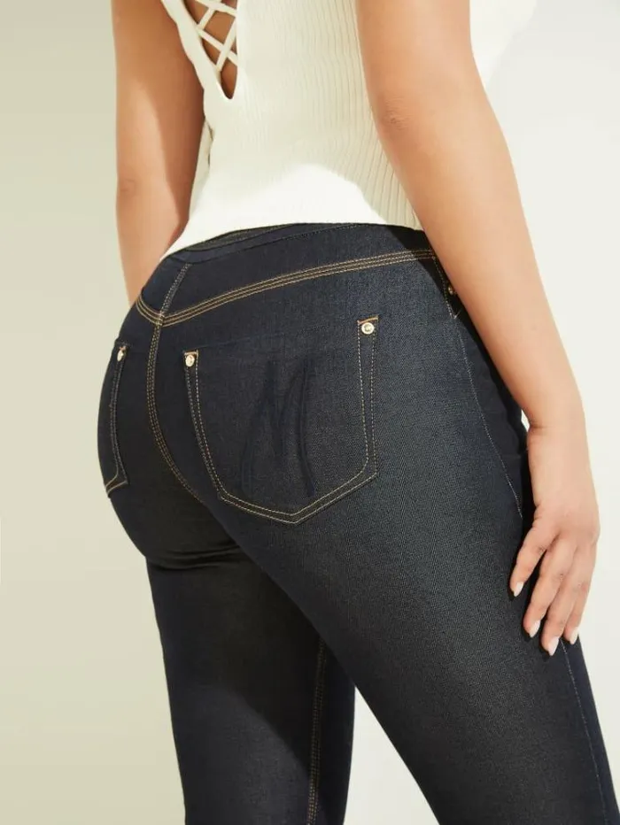 Women Bottoms Marciano Fit And Flare Denim Pant Blue Rinse Wash