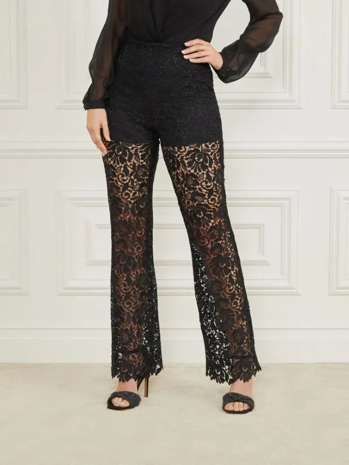 Women Bottoms Marciano Primrose Lace Pant Black