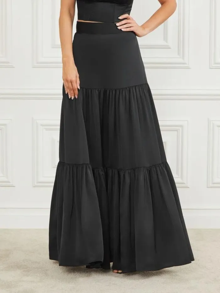 Women Bottoms Marciano Susanne Satin Maxi Skirt Black Women Bottoms Marciano Susanne Satin Maxi Skirt Black