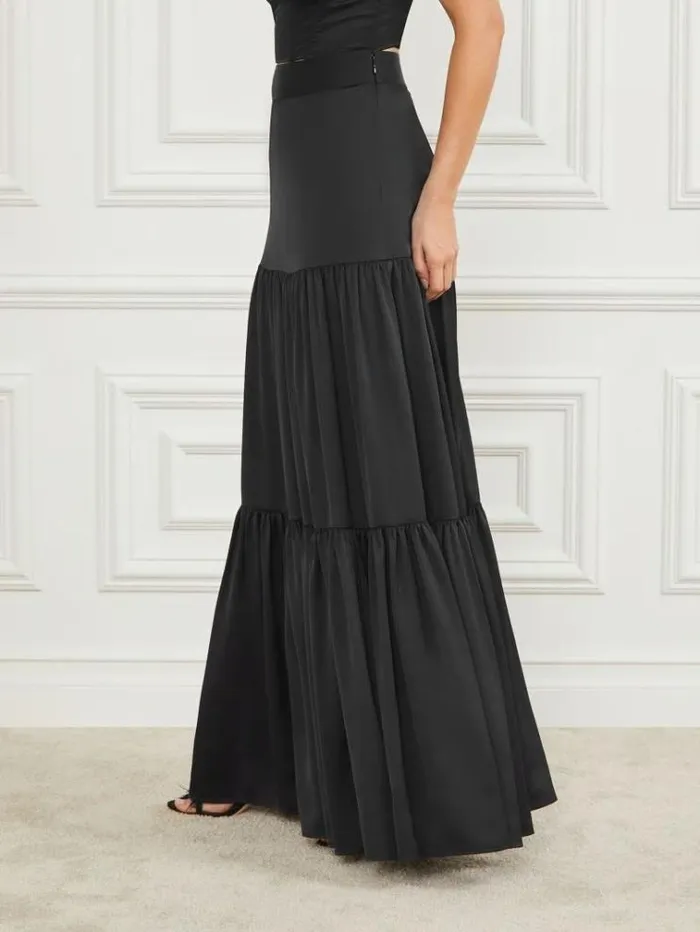 Women Bottoms Marciano Susanne Satin Maxi Skirt Black Women Bottoms Marciano Susanne Satin Maxi Skirt Black
