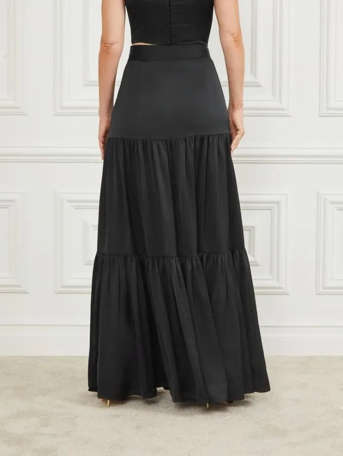 Women Bottoms Marciano Susanne Satin Maxi Skirt Black Women Bottoms Marciano Susanne Satin Maxi Skirt Black