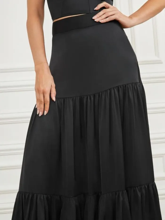 Women Bottoms Marciano Susanne Satin Maxi Skirt Black Women Bottoms Marciano Susanne Satin Maxi Skirt Black