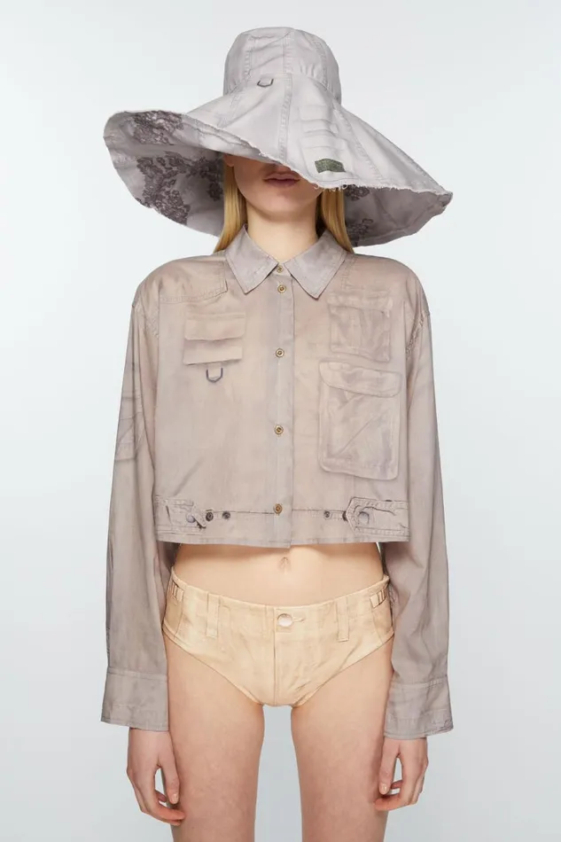 Women Buttonup Shirt Printed Light Brown Acne Studios Shirts and Blouses