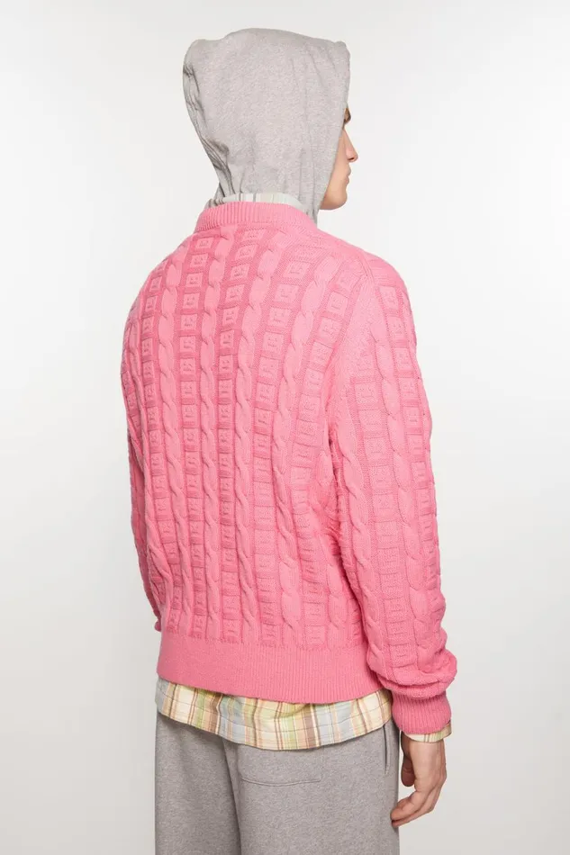 Women Cable Wool Jumper Tango Pink Acne Studios Knitwear
