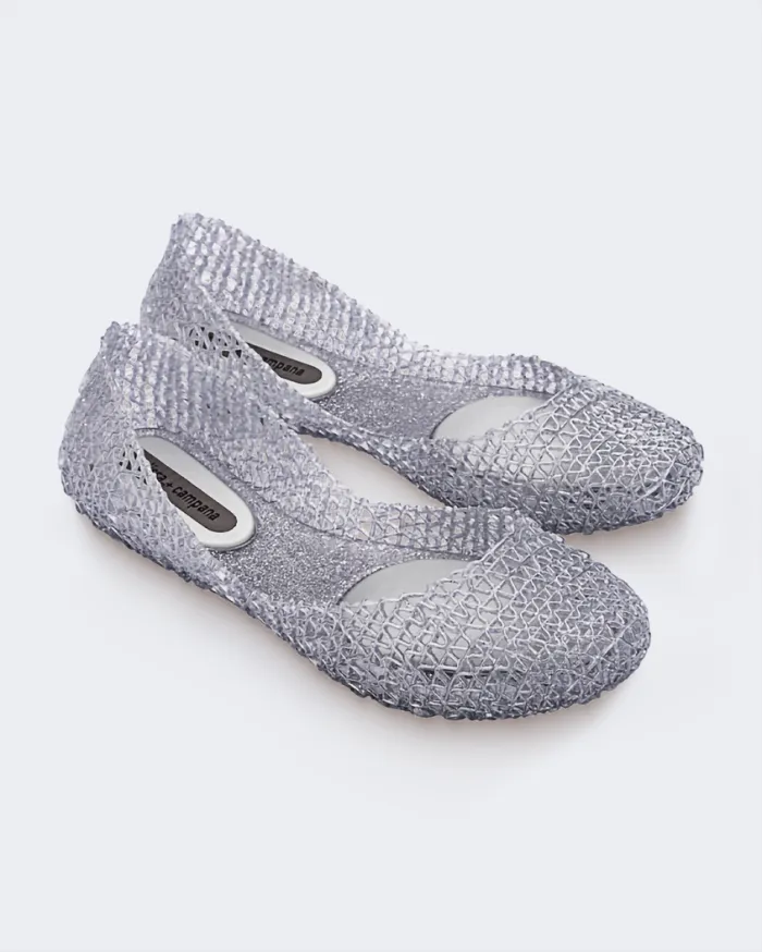 Women Campana Glitter Silver Melissa Flats