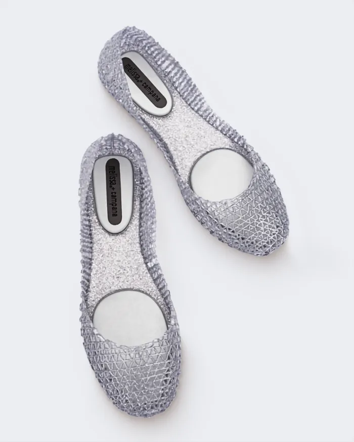 Women Campana Glitter Silver Melissa Flats