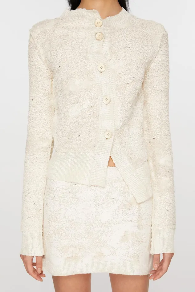 Women Cardigan Asymmetric Buttonup Off White Acne Studios Knitwear