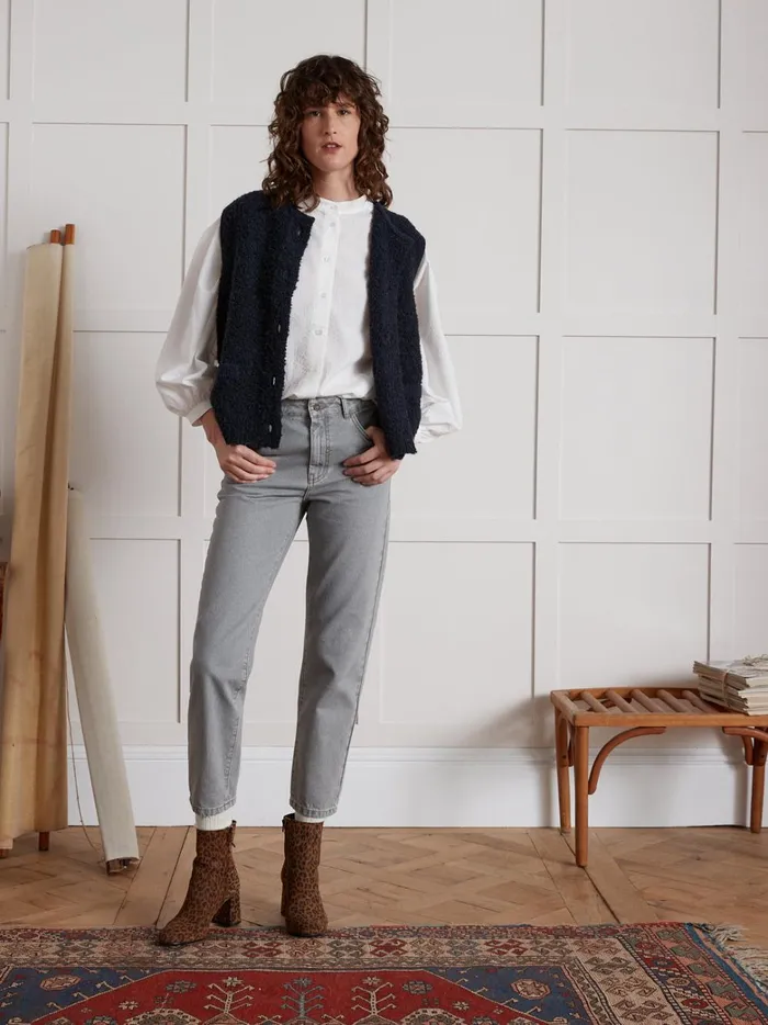 Women Clothing Cyrillus Blouse Made With Plain Flowing Seersucker Ecru