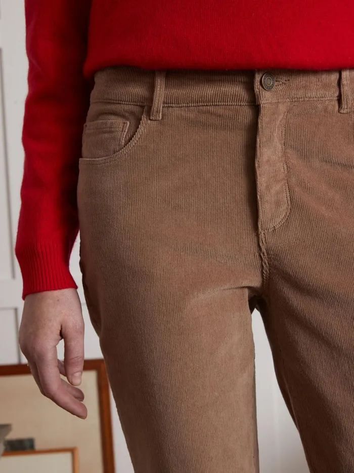 Women Clothing Cyrillus Chloe Corduroy SlimFit Trousers Beige Taupe