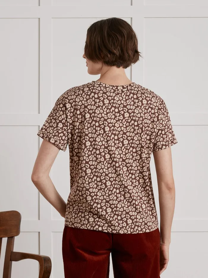 Women Clothing Cyrillus Fauve Print TShirt With Round Neckline Imp Fauve