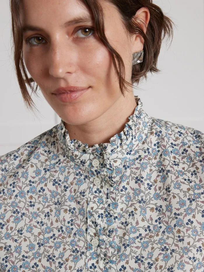 Women Clothing Cyrillus Shirt With Ruffled Collar Made With Liberty Fabric 8211 The Limited Collection Lib Hannah Fay