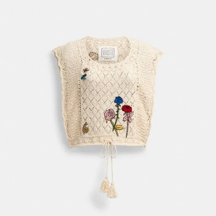 Women Coach X Observed By Us Pointelle Crop Top Ivory Multi Coach Tops