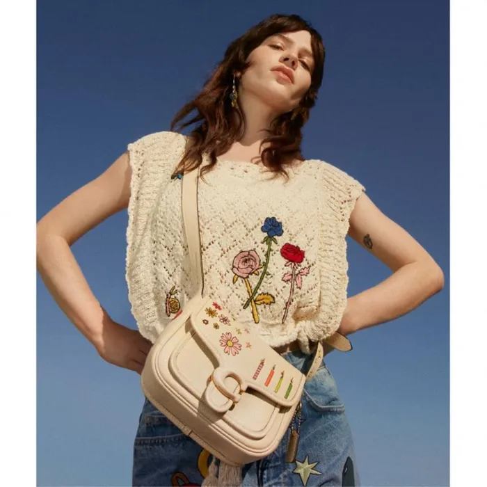 Women Coach X Observed By Us Pointelle Crop Top Ivory Multi Coach Tops