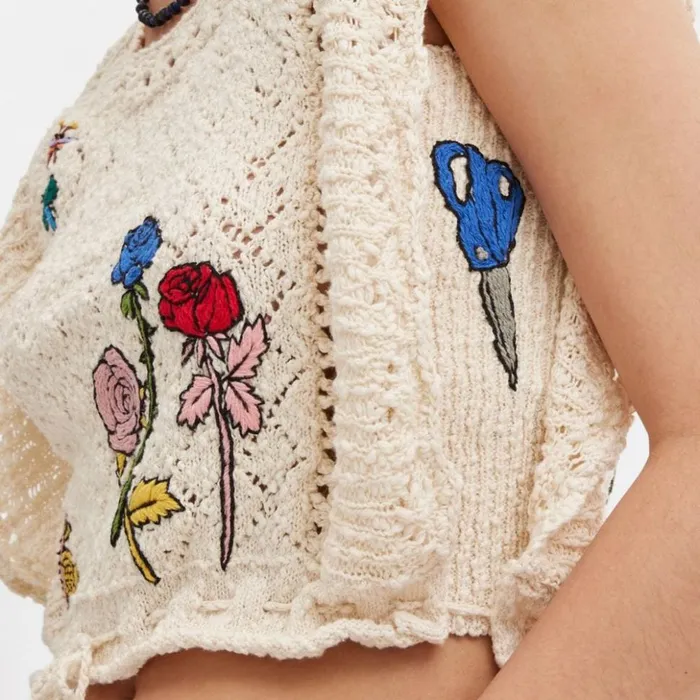 Women Coach X Observed By Us Pointelle Crop Top Ivory Multi Coach Tops