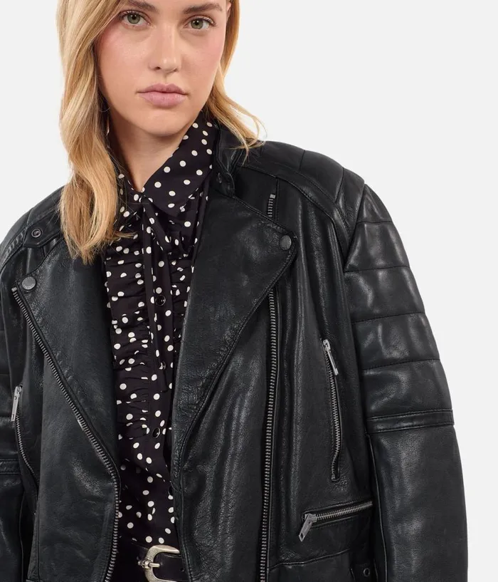 Women Coats and Jackets THE KOOPLES Black Leather Biker Jacket Women Coats and Jackets THE KOOPLES Black Leather Biker Jacket