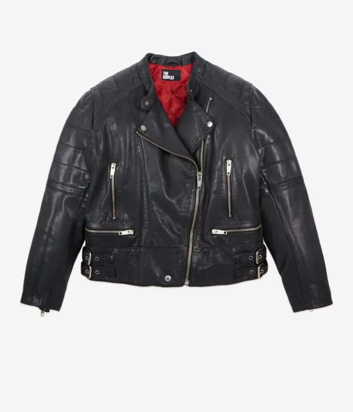 Women Coats and Jackets THE KOOPLES Black Leather Biker Jacket Women Coats and Jackets THE KOOPLES Black Leather Biker Jacket