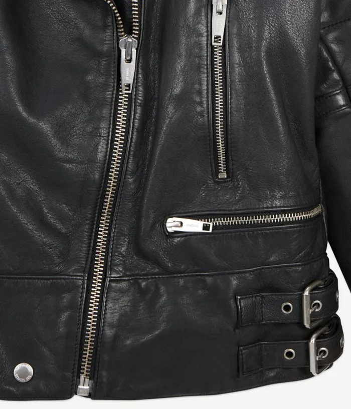 Women Coats and Jackets THE KOOPLES Black Leather Biker Jacket Women Coats and Jackets THE KOOPLES Black Leather Biker Jacket