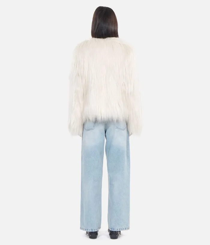 Women Coats and Jackets THE KOOPLES Ecru Faux Fur Coat
