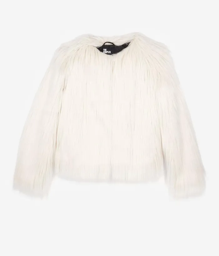 Women Coats and Jackets THE KOOPLES Ecru Faux Fur Coat