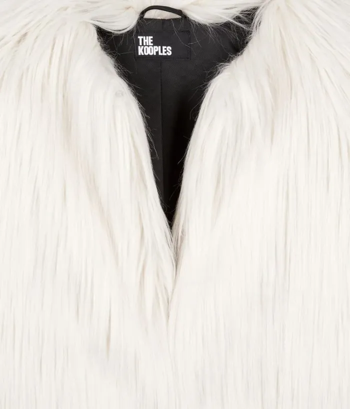 Women Coats and Jackets THE KOOPLES Ecru Faux Fur Coat