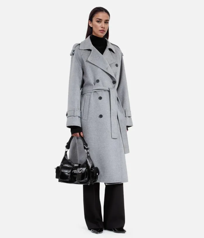 Women Coats and Jackets THE KOOPLES Grey Trench Style Coat