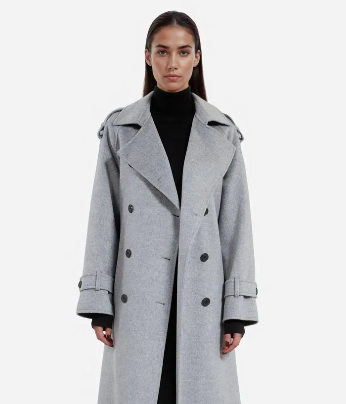 Women Coats and Jackets THE KOOPLES Grey Trench Style Coat Women Coats and Jackets THE KOOPLES Grey Trench Style Coat